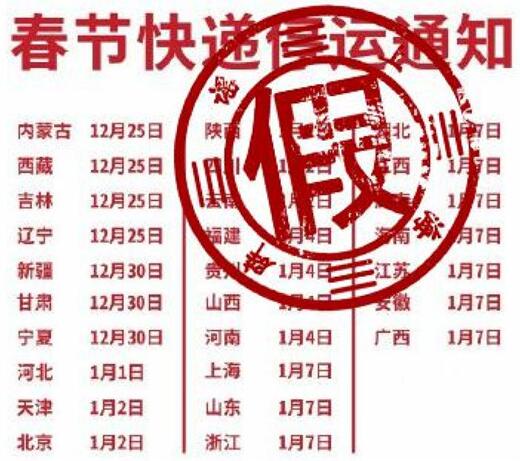 春节快递停运通知真假难辨,多地快递到底何时停发?